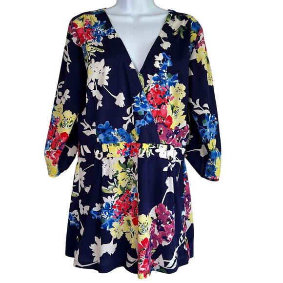 Yumi Kim Womens Liz Romper Blue Spring Bouquet Print Size L Cottage Fairy Boho - Picture 1 of 9